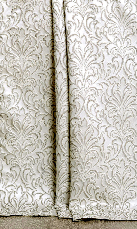 Damask Home Décor Fabric Sample (White/ Black)