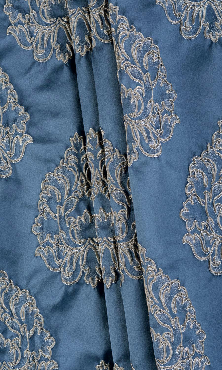Damask Fabric Material By the Metre (Navy Blue/ Gray)