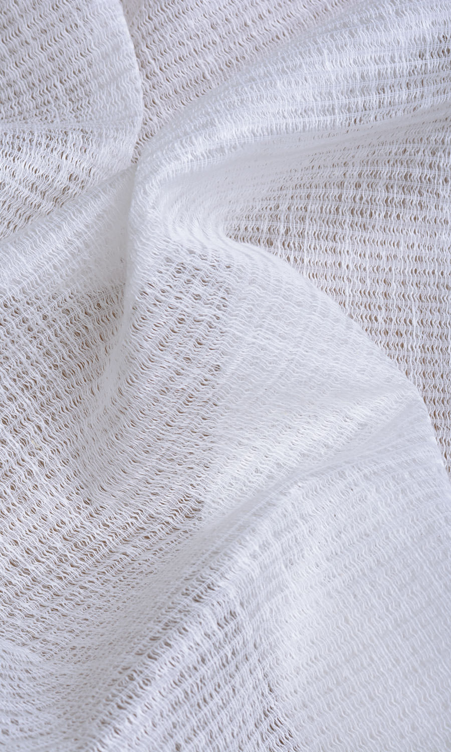 Cotton Blend Check Sheer Home Textile Fabric Material Sample (Milky White)