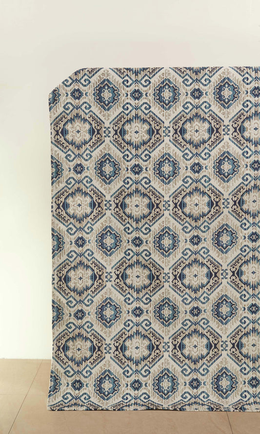 Aztec-Print Home Décor Fabric By the Metre (Beige/ Blue)