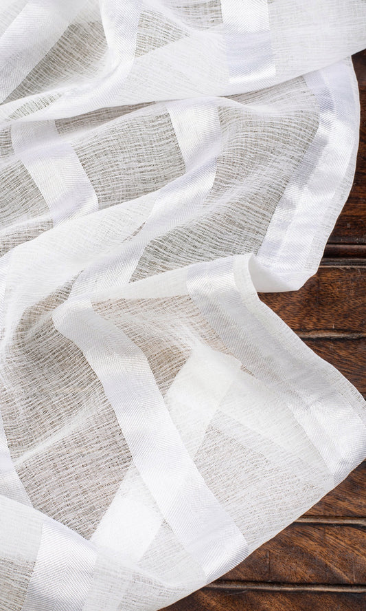 Striped Sheer Fabric Blinds (White)