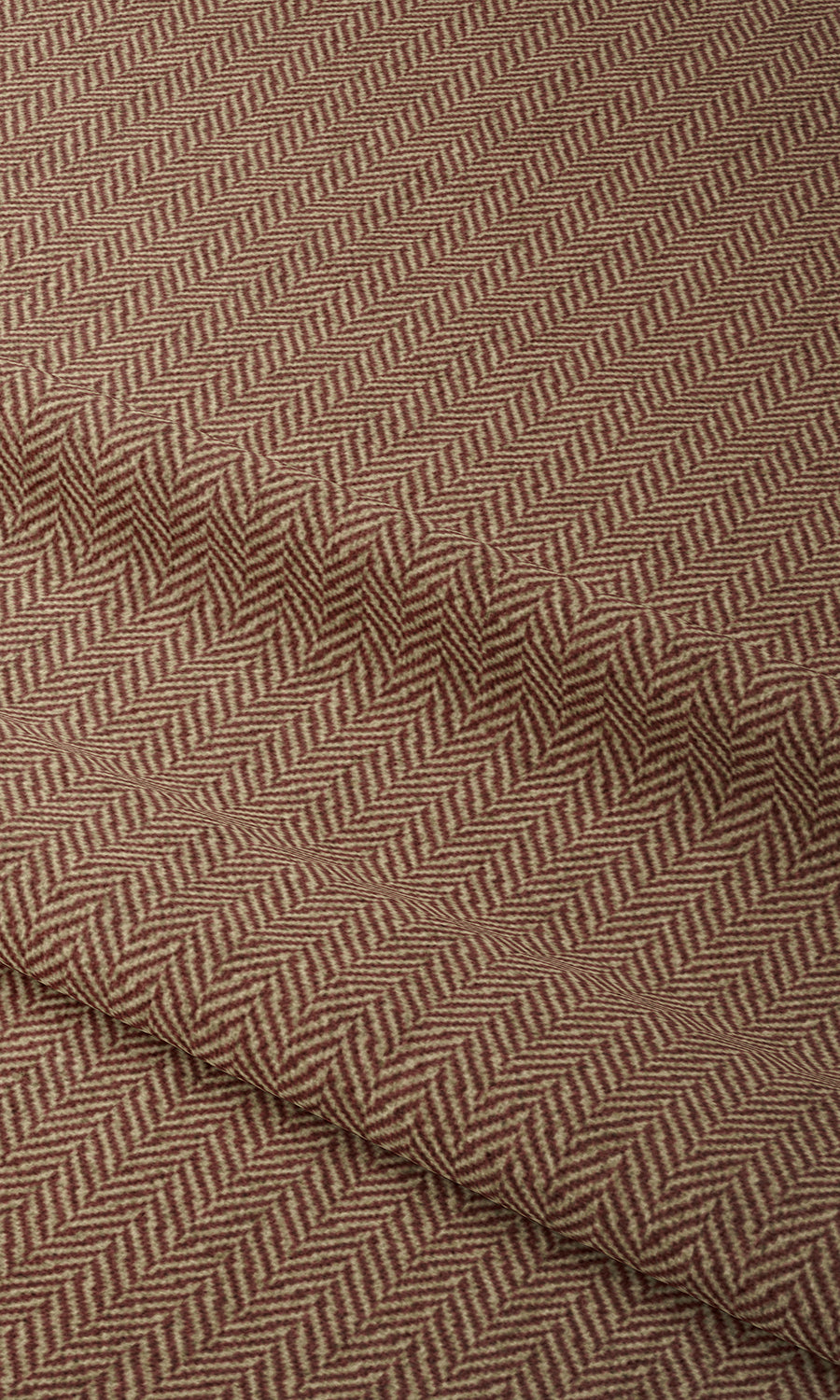 Herringbone Textured Home Textile Fabric Material Sample (Red/ Orange)