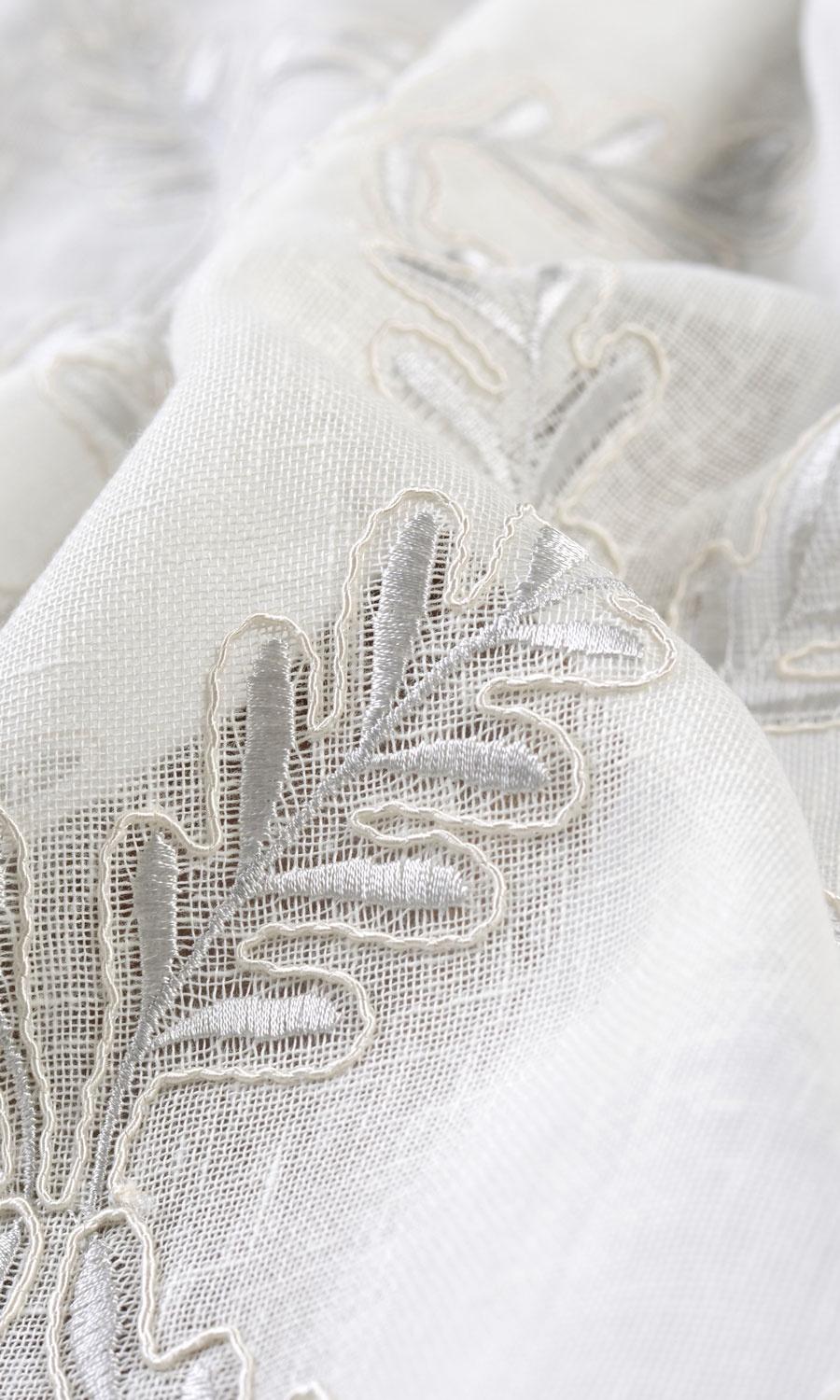 Sheer Floral Embroidered Made-to-Measure Roman Blinds (White/ Cream)