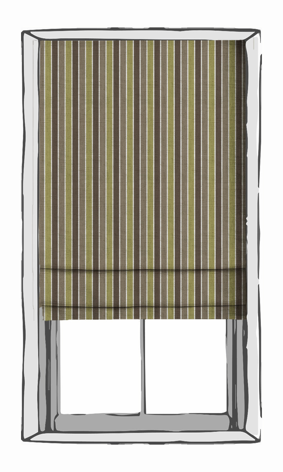 Modern Striped Fabric Material By the Metre (Green/ Brown)