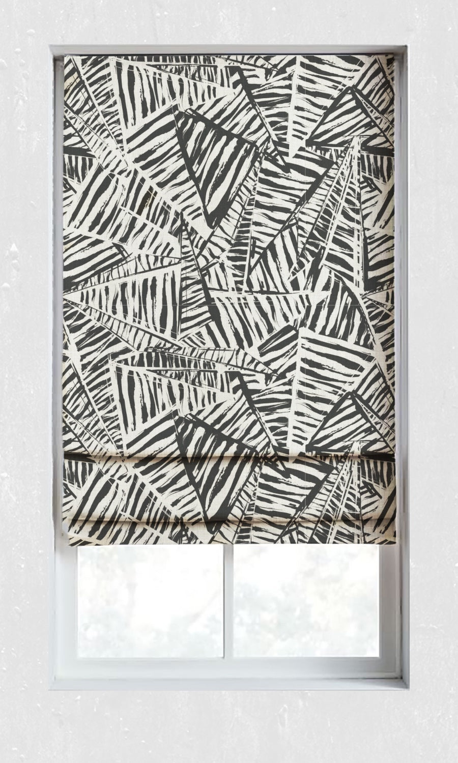 Printed Window Treatments Fabric By the Metre (Black/ Milky White)