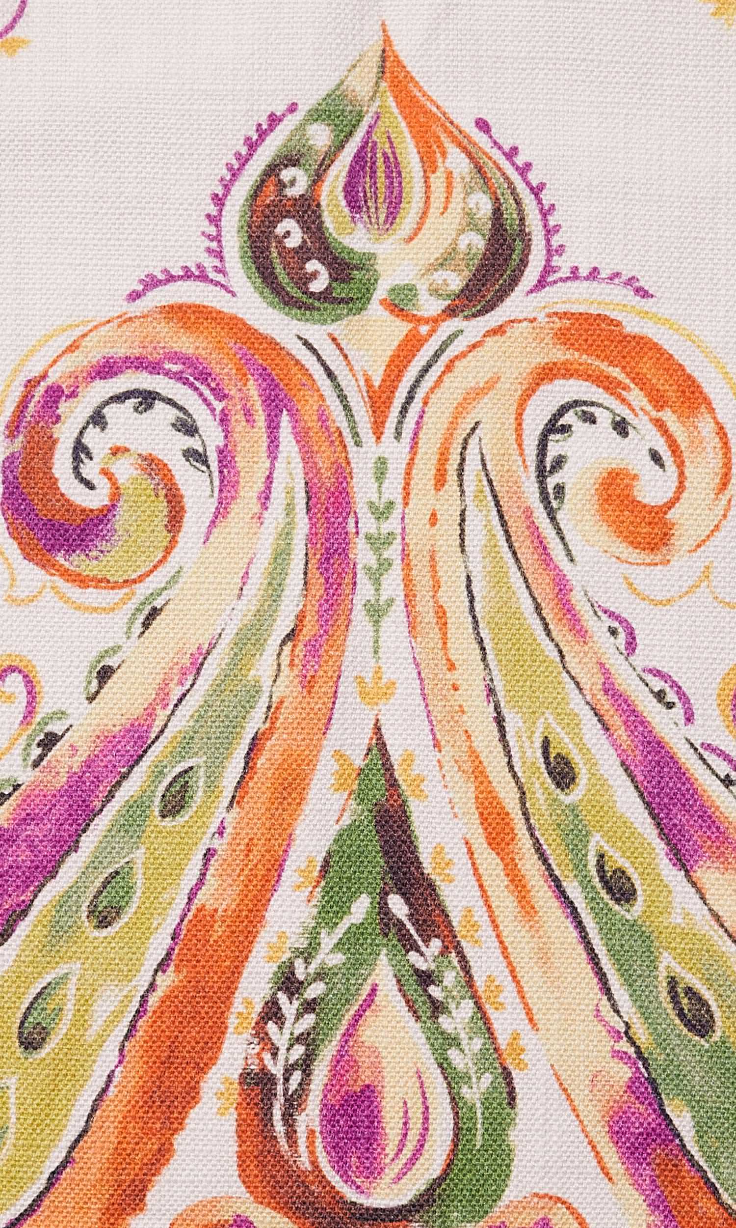 Paisley Print Flat, Plain, Fake, Faux, European Relaxed Roman Blinds (Green/ Orange)