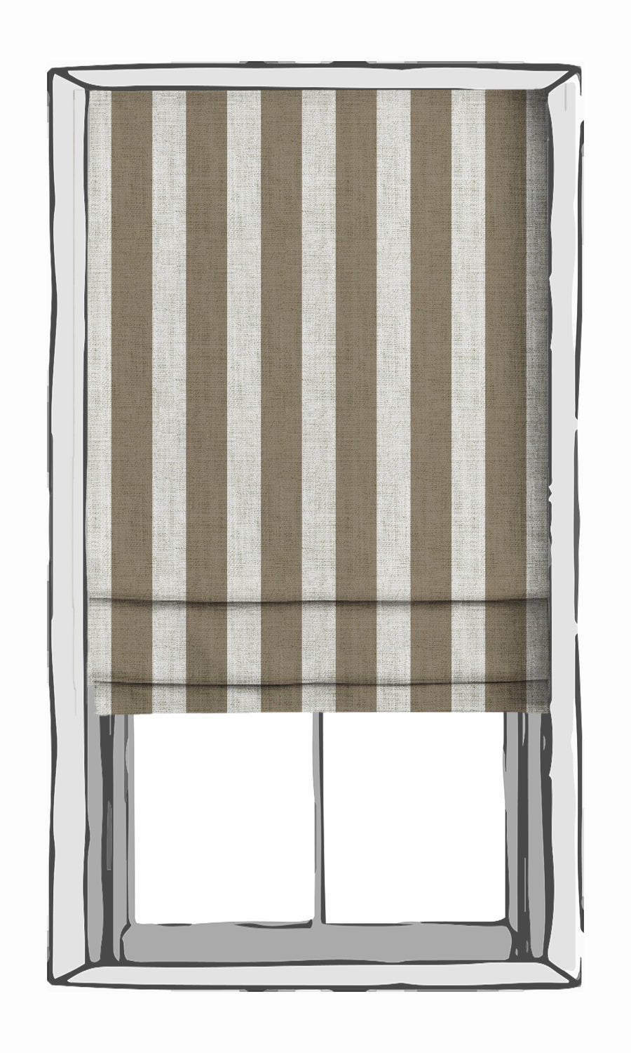 Striped Fabric Material By the Metre (Cedar Brown/ White)